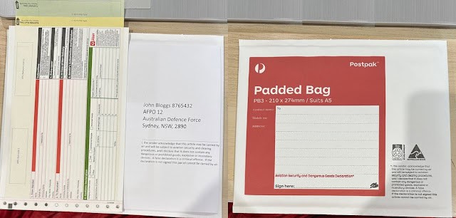 Posting to AFPO address and HMAS Ships addresses….